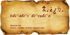 Kádár Árpád névjegykártya