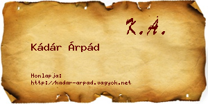 Kádár Árpád névjegykártya